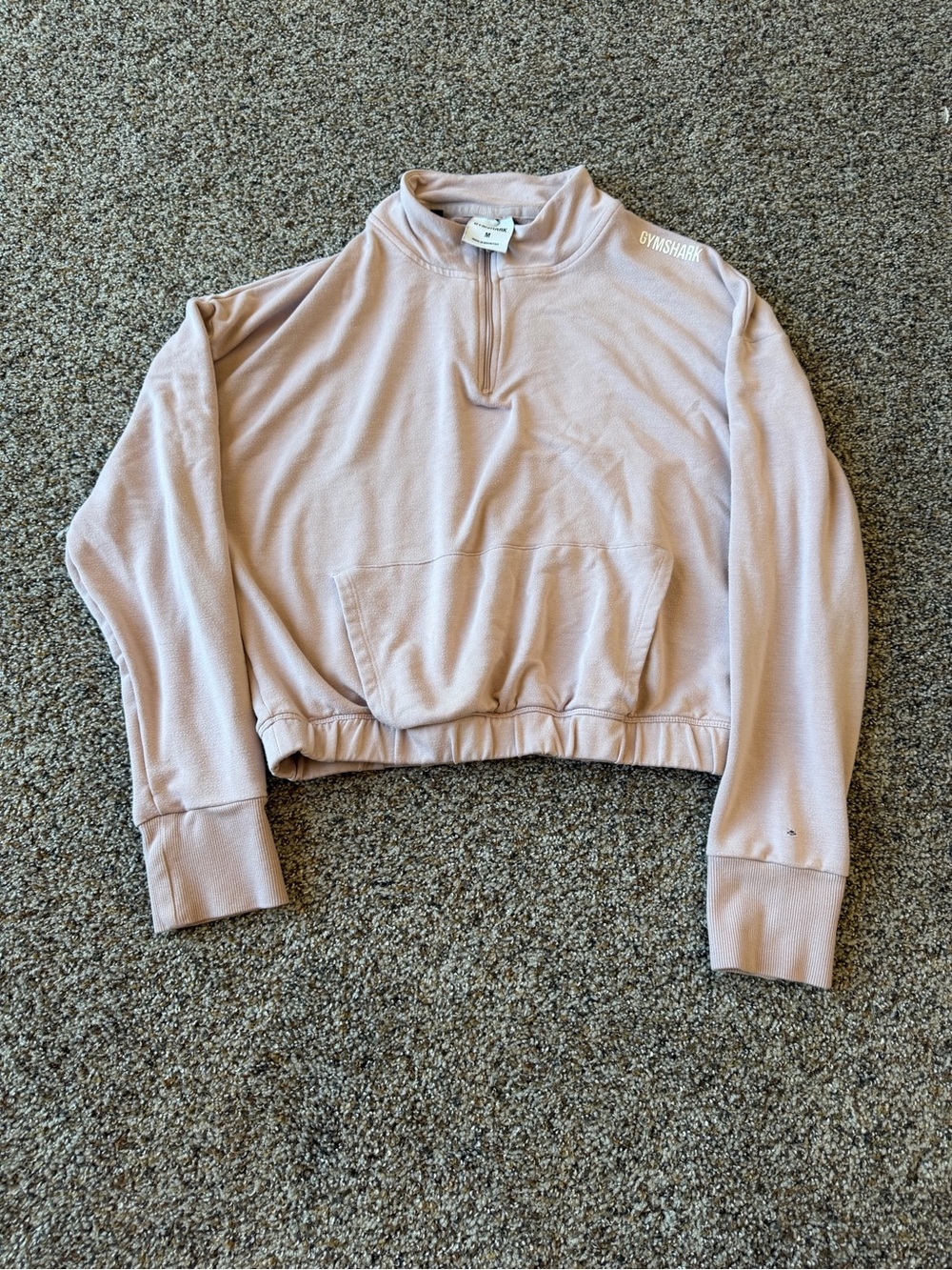 Gymshark Pippa Training Pullover M Blush Pink Cropped Quarter Zip Sweatshirt